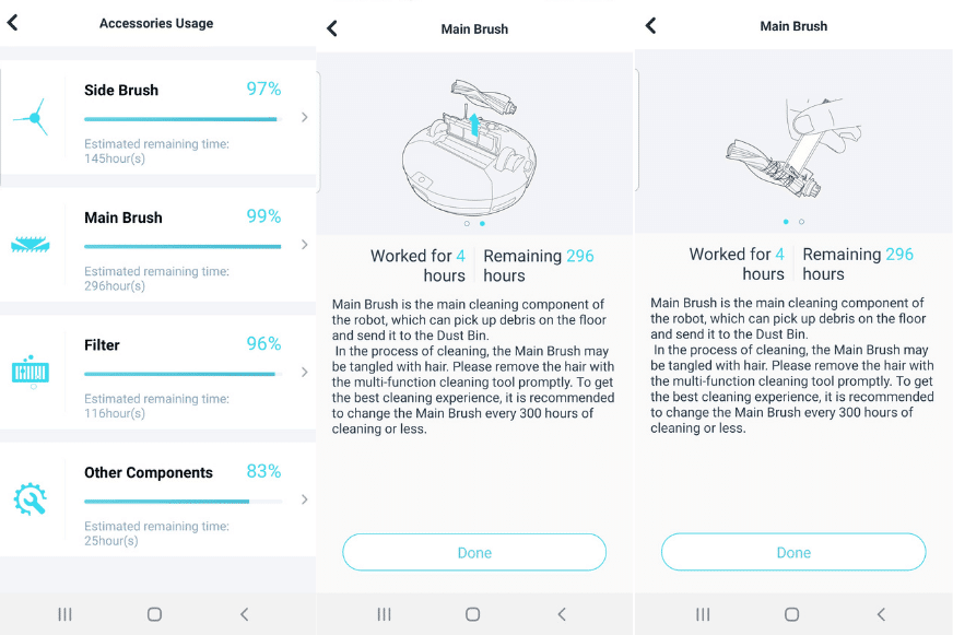 Wartungshinweise für den Yeedi Staubsauger-Roboter werden in der Yeedi App angezeigt